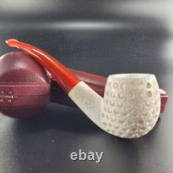 Lattice bent meerschaum pipe handcarved block meerschaum by CPW #137144