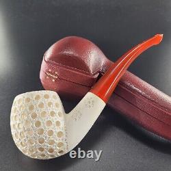 Lattice bent meerschaum pipe handcarved block meerschaum by CPW #137144