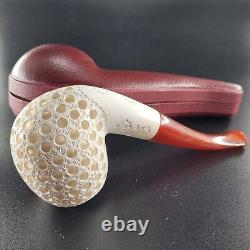 Lattice bent meerschaum pipe handcarved block meerschaum by CPW #137144