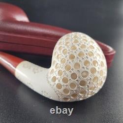 Lattice bent meerschaum pipe handcarved block meerschaum by CPW #137144