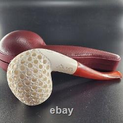 Lattice bent meerschaum pipe handcarved block meerschaum by CPW #137144