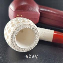 Lattice bent meerschaum pipe handcarved block meerschaum by CPW #137144