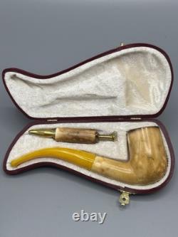 Lee Van Cleef Pipe BLOCK MEERSCHAUM-NEW-HAND CARVED W Case-tamper#stand#1406