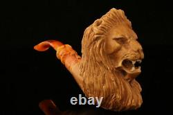 Lion Block Meerschaum Pipe with custom case 13098