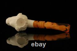 Lion Block Meerschaum Pipe with fitted case M1337