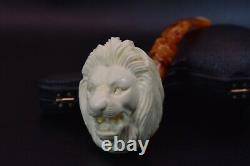 Lion Figure Pipe By EGE block Meerschaum Handmade New W Case#1291