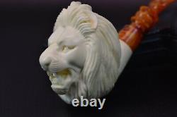 Lion Figure Pipe By EGE block Meerschaum Handmade New W Case#1291