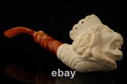 Lion King Block Meerschaum Pipe Carved by I. Baglan with case 14686