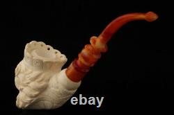 Lion King Block Meerschaum Pipe Carved by I. Baglan with case 14686