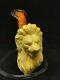 Lion Meerschaum Pipe, Hand Carved Pipe, Block Meerschaum, Exprees Shipping