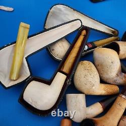 Lot Of 22 Block Meerschaum Tobacco Pipes For Repair And Parts