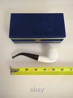 Lot of 4 Block Meerschaum Carved Pipes withBrass Latch Boxes UNSMOKED