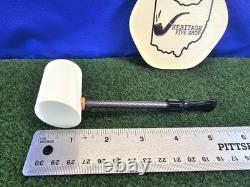MBSD Block Meerschaum Smooth Poker Pipe Straight Carbon Fiber Stem, Bag