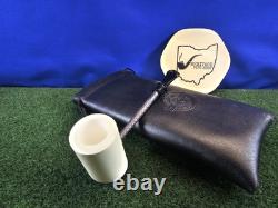 MBSD Block Meerschaum Smooth Poker Pipe Straight Carbon Fiber Stem, Bag