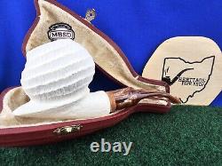 MBSD Deluxe Block Meerschaum Pipe 9mm Briar-Mortise Acrylic Stem, Fitted Case