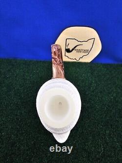 MBSD Deluxe Block Meerschaum Pipe 9mm Briar-Mortise Acrylic Stem, Fitted Case