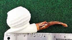 MBSD Deluxe Block Meerschaum Pipe 9mm Briar-Mortise Acrylic Stem, Fitted Case