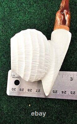 MBSD Deluxe Block Meerschaum Pipe 9mm Briar-Mortise Acrylic Stem, Fitted Case