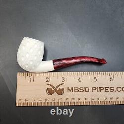 MBSD Meerschaum Bent Apple Lattice Block Meerschaum Pipe, Fitted Case