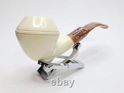 MBSD Meerschaum Bent Rhodesian Block Meerschaum Tobacco Pipe, 9mm Filter, Case