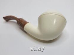 MBSD Meerschaum Bent Rhodesian Block Meerschaum Tobacco Pipe, 9mm Filter, Case