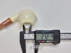 MBSD Meerschaum Bent Rhodesian Block Meerschaum Tobacco Pipe, 9mm Filter, Case