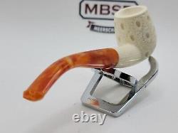 MBSD Meerschaum Block Meerschaum Lattice Bent Billiard Tobacco Pipe, Case