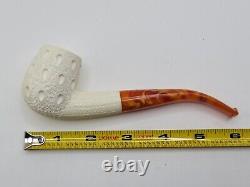 MBSD Meerschaum Block Meerschaum Lattice Bent Billiard Tobacco Pipe, Case