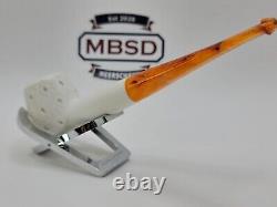 MBSD Meerschaum Block Meerschaum Straight Billiard Lattice Tobacco Pipe, Case