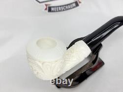 MBSD Meerschaum Block Meerschaum Tobacco Pipe, Floral Design, With Fitted Case