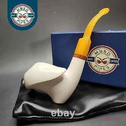 MBSD Meerschaum Deluxe Asymmetrical Cavalier Block Meerschaum Pipe Briar-Mortise