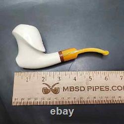 MBSD Meerschaum Deluxe Asymmetrical Cavalier Block Meerschaum Pipe Briar-Mortise