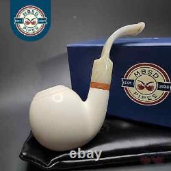 MBSD Meerschaum Deluxe Bent Apple Block Meerschaum Pipe, Briar-Mortise