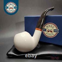 MBSD Meerschaum Deluxe Bent Apple Block Meerschaum Pipe, Briar-Mortise