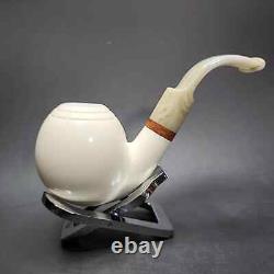 MBSD Meerschaum Deluxe Bent Apple Block Meerschaum Pipe, Briar-Mortise