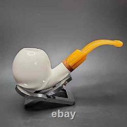 MBSD Meerschaum Deluxe Bent Apple Block Meerschaum Pipe, Briar-Mortise