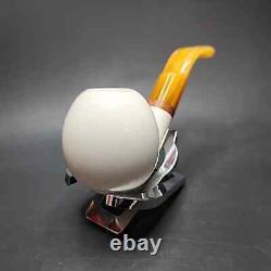 MBSD Meerschaum Deluxe Bent Apple Block Meerschaum Pipe, Briar-Mortise