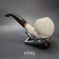 MBSD Meerschaum Deluxe Bent Apple Block Meerschaum Pipe, Briar-Mortise