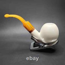 MBSD Meerschaum Deluxe Bent Apple Block Meerschaum Pipe, Briar-Mortise