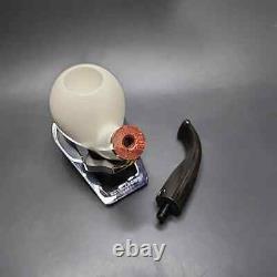 MBSD Meerschaum Deluxe Bent Apple Block Meerschaum Pipe, Briar-Mortise