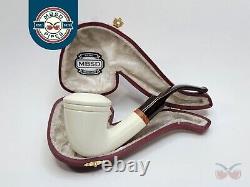 MBSD Meerschaum Deluxe Bent Dublin Block Meerschaum Tobacco Pipe, High Grade 9mm