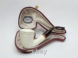 MBSD Meerschaum Deluxe Bent Dublin Block Meerschaum Tobacco Pipe, High Grade 9mm