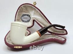 MBSD Meerschaum Deluxe Bent Dublin Block Meerschaum Tobacco Pipe, High Grade 9mm