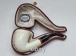 MBSD Meerschaum Deluxe Bent Dublin Block Meerschaum Tobacco Pipe, High Grade 9mm