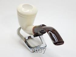 MBSD Meerschaum Deluxe Bent Dublin Block Meerschaum Tobacco Pipe, High Grade 9mm