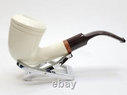 MBSD Meerschaum Deluxe Bent Dublin Block Meerschaum Tobacco Pipe, High Grade 9mm