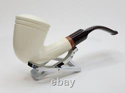 MBSD Meerschaum Deluxe Bent Dublin Block Meerschaum Tobacco Pipe, High Grade 9mm