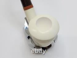 MBSD Meerschaum Deluxe Bent Dublin Block Meerschaum Tobacco Pipe, High Grade 9mm