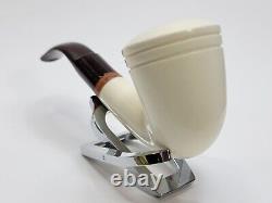 MBSD Meerschaum Deluxe Bent Dublin Block Meerschaum Tobacco Pipe, High Grade 9mm