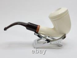 MBSD Meerschaum Deluxe Bent Dublin Block Meerschaum Tobacco Pipe, High Grade 9mm